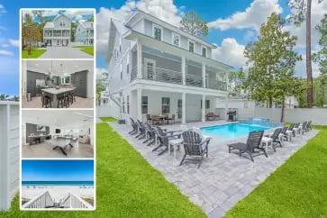 Starfish vacation home exterior and pool collage
